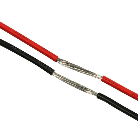 Hella Flexible 14 AWG Silicone Wire Red Black 10 Feet Stranded Tinned Copper Wiring Harness showing twisted ends for automotive use.