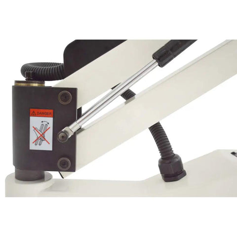 Techtongda Electric Tapping Machine M6 To M36 With Touchscreen 360 Degree Universal Angle Adjustable vertical component with safety warning.