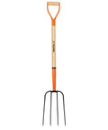 Y Handle Manure Fork With 4 Teeth, 9 Inch Tines, Bright Orange Farm Tool For Stable Bedding, Barn Cleanups And Garden Mulching