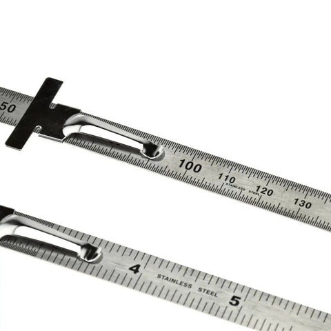 Stainless Steel SAE And Metric Ruler Set With Detachable Clips, Pro Grade Precision Tools, close-up of metric scale markings