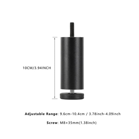 4 Inch Adjustable Metal Furniture Leg Set For Sofas Beds Chairs And Tables M8 Threaded Aluminum Alloy Replacement Legs Height