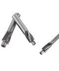 5-piece set of HSS counterbore drill bits with 4-flute straight end mills in silver metal, front view.