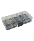 182 Pieces RC Car Screws Set With Metal And PP Fasteners in a clear portable storage box for model enthusiasts DIY repairs