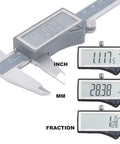 IP54 Rated Digital Caliper with Inch, Metric, Fraction Conversion, 0-12 Inches, Stainless Steel, Large LCD Screen