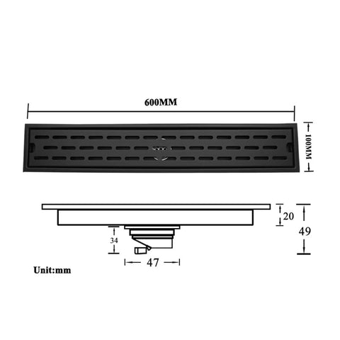 60 Cm Heavy Duty Square Invisible Floor Drain For Bathrooms And Showers Gravity Self Closing Stopper with dimensions and design details.