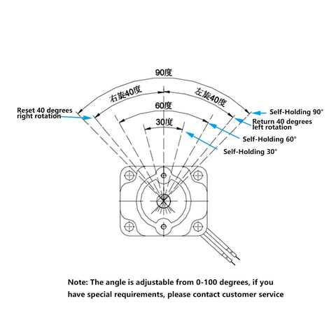 Diagram of 90 Degree Electric Rotary Actuator With Self Holding Function And High Torque Dc Motor Solenoid Style For Precision Positioning