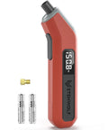 ETENWOLF T300 Plus digital tire pressure gauge, front view in orange with LED display; 200 PSI; Presta adaptor included