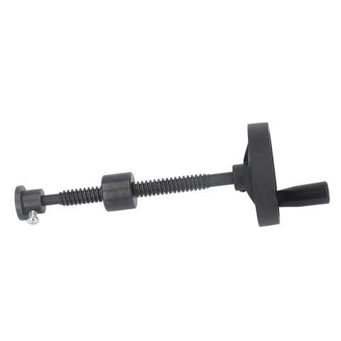 Self Locking Vise Screw For Workbench T16X220MM With 100MM Handwheel, 140MM Stroke, showing side view of black metal construction