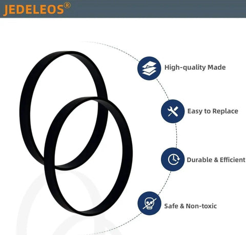 Premium Style Five Replacement Belts Compatible With Dirt Devil Royal Upright Vacuums shown with key features