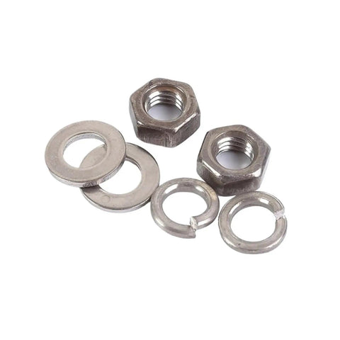Titanium Spring Washer Set With Hex Lock Nuts And Flat Gasket Shim TA2 Pure Titanium Grade 2 M2 To M12 Metric Threads Includes Flat Washers