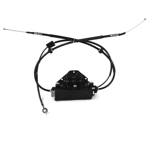 Heavy Duty Electric Parking Brake Actuator For Bmw X5 E70 And X6 E71 E72 2007 To 2014 Direct Replacement Control Module 34436850289 view from the front showing assembly and cables.