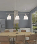 Transitional Three Light Linear Chandelier From Somerville Collection In Bronze Finish With Hand Blown Satin Opal Glass Bulbs Not Included