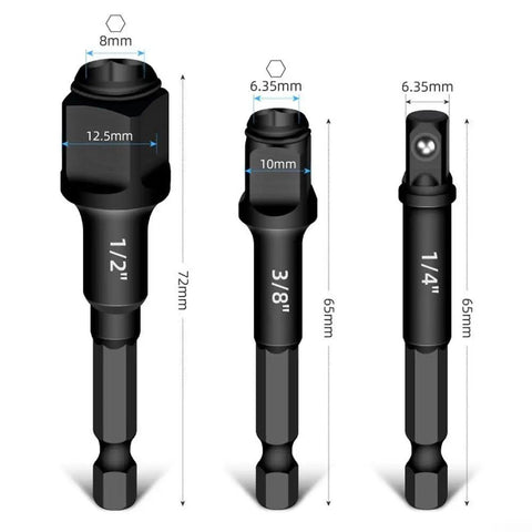 Driver Extension Socket Adapter Set 2 In 1 Hex Shank Converter Magnetic Screwdriver Attachment For Power Tools Chrome Vanadium Steel