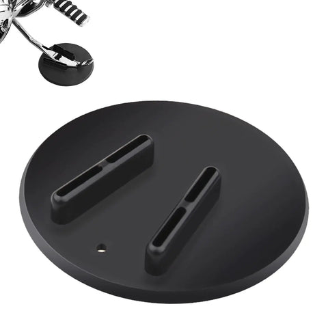 Rugged Kickstand Plate Pad For Heavy Cruiser Motorcycles, Universal Floor Protector Keeps Your Ride Upright On Grass, Dirt, Gravel, And Hot Pavement, Prevents Sinking With A Big Non Slip Base shown from top angle