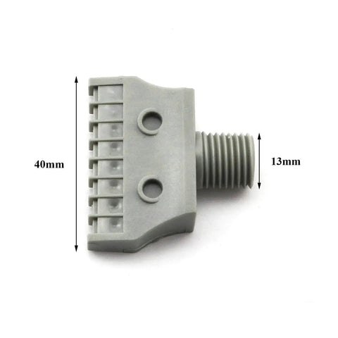 Five Piece Wind Jet Air Nozzle Set For High Power Airflow With Flat Fan Spray Nozzles And Water Cooling Spray ABS Plastic Nozzles Includes Quarter Inch Connectors Great For Spray Blowing And DIY Projects, close-up of one nozzle with measurements of 40mm height and 13mm width