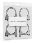 Beefy Heavy Duty Zinc Plated Carbon Steel U Bolt Clamp 2.5 Inch OD, 4 Pack For Exhaust, Muffler And Gate Connections, Rust Resistant