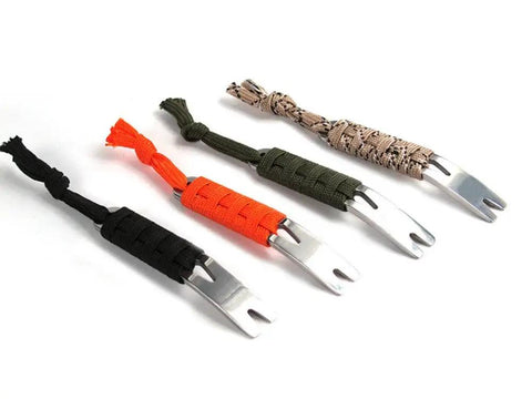 Everyday Carry Mini Pry Bar Set With Paracord System Stainless Steel Scraper And Bobbin Winder 4 Piece EDC Tools