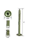 Heavy Duty Fifty Five Pack Number 14 X 3 Inch Zinc Plated Structural Lag Screws Washer Head T30 Drive Rust Resistant Wood Fasteners detailed view.