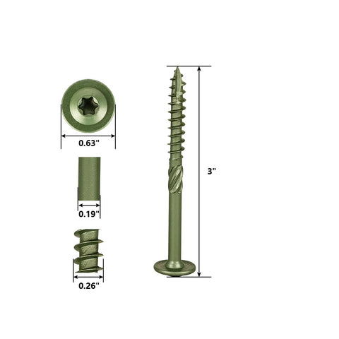 Heavy Duty Fifty Five Pack Number 14 X 3 Inch Zinc Plated Structural Lag Screws Washer Head T30 Drive Rust Resistant Wood Fasteners detailed view.