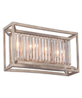 Linares 4 Light Vanity Light Fixture for Bathrooms in Aged Platinum With Crystal Prisms, Damp Rated Solid Steel Bath Bar