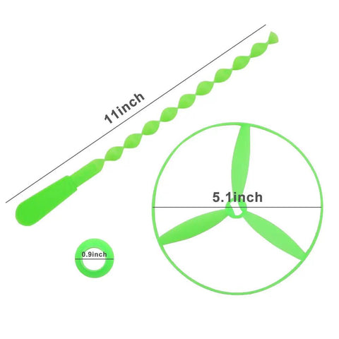 11-inch launcher stick with 5.1-inch green dragonfly disc, part of 40 Sets Outdoor Flying Discs With Launchers For Kids, Dragonfly Disc Flyers.