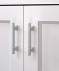Ten Pack Brushed Nickel Cabinet Pulls Center To Center 128mm 7.5 Inch Overall Length 192mm Satin Nickel Modern Square Drawer Handles