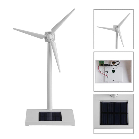 Sun Powered Mini Desktop Wind Turbine For Home Office And Classroom Decor, ABS Plastic Solar Windmill Model, Solar Energy Education Tool
