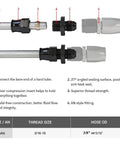YSIL 4-piece 6AN male flare to 3/8 in. tube OD fuel hardline straight fittings, aluminum black compression connectors.