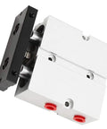 Dual Shaft Pneumatic Air Cylinder 25mm Bore 1in Double Acting With 200mm Stroke 0.1-0.9 MPa, aluminum body, side view