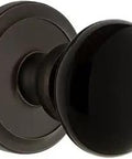 Arc Tall Plate With Coventry Knob Single Dummy Door Hardware In Timeless Bronze, Solid Forged Brass, Pre Attached Knobs, Push Pull Interior Door Set