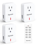 Wireless Remote Control Outlet For Home Appliances With Compact Wall Socket Design Expandable Light Switch Kit That Works Through Doors And Walls Up To 100 Feet Smart Home Ready FCC Certified And ETL Listed Easy Plug In White with three outlets and remote control