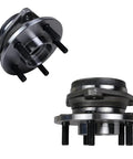 Two Pack Front Wheel Hub And Bearing Assembly Compatible With Jeep Wrangler 1999 2006 Cherokee 1999 2001 TJ 2000 2006 Five Lug Non ABS Front Axle Replacement Kit showing black lug and silver flange