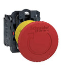 Red 22mm Emergency Stop Push Button Plastic Maintained Push Turn To Release Panel Mount Safety Switch IP66