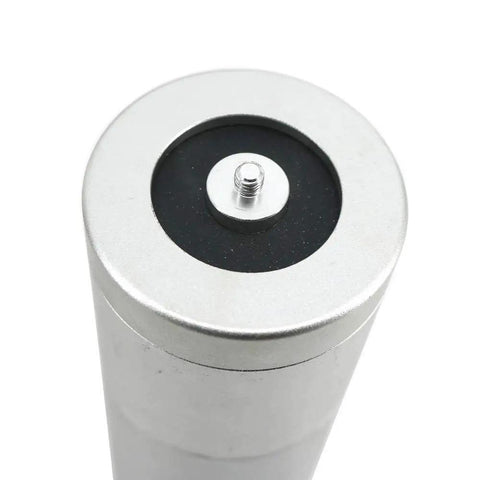Portable Pro Grade Handheld Vibration Calibrator For Accelerometers And Vibration Monitoring Systems, 159.2 Hz RMS Vibration Check, Verifies Recording Gear, VMC606 Model, Supports Up To 150 G, silver metal top view