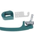 High Temp Commercial Oven Handle Drying Cabinet Grip Replacement For Industrial Kitchen Equipment in green plastic with metal components.