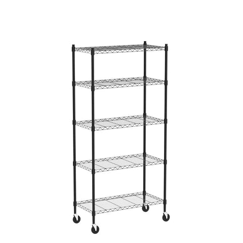 Heavy Duty 5 Shelf Wire Shelving Unit On 3 Inch Wheels With Shelf Liners Set Of 5 NSF Certified Adjustable Carbon Steel Storage Racks