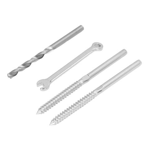 316 Stainless Steel Swage Lag Screw Kit Includes Wrench And Drill Bit For One Eighth Inch Cable Railing Left And Right Handed Threaded Hardware