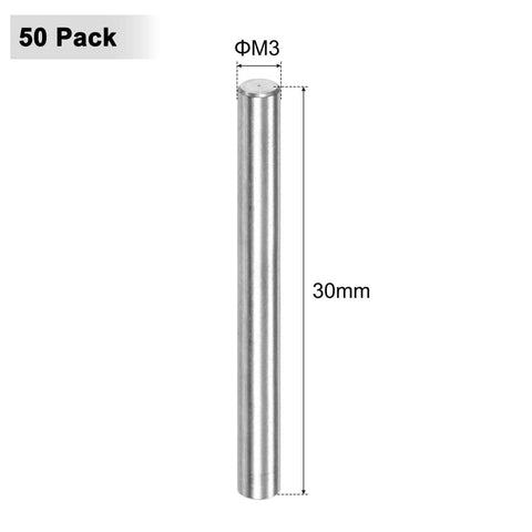 Single pin from 50 Pack 3x30mm Dowel Pins In 304 Stainless Steel For Metal Machinery And Wood DIY Projects, shown in silver tone.