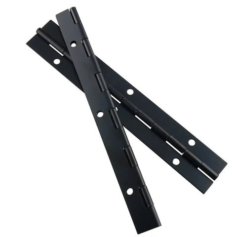 Rock Solid Heavy Duty Piano Hinges For Cabinet And Closet Doors Thick 304 Stainless Steel continuous black hardware strips.