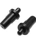 Close-up of Easy Install Cabinet Door Repair Pins Damper Replacement Kit 25mm x 7.5mm, black durable plastic, front view.