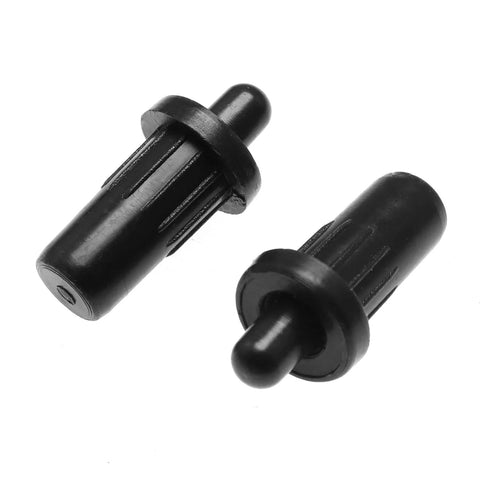 Close-up of Easy Install Cabinet Door Repair Pins Damper Replacement Kit 25mm x 7.5mm, black durable plastic, front view.
