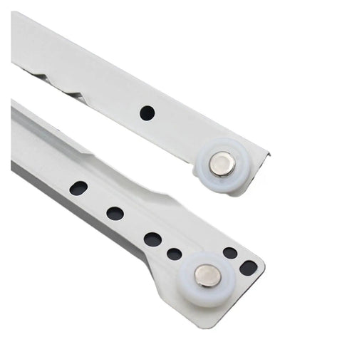 Close-up of Smooth Silent Drawer Slide Rails Pair For Cabinets And Desks, 14 Inch Length Quiet Track Slides with rollers