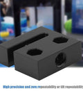 Close-up of Anti Backlash T8 Lead Screw Nut Block for 3D Printer and CNC Machines showing durable black plastic material.
