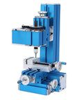 Mini Benchtop Milling Machine With 24W Motor, Compact Electric Metal Lathe For DIY, blue metal construction with adjustable parts.