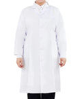 Unisex Doctor Lab Coat With Pockets For Women And Men, Long Sleeves, Stain Resistant Breathable Workwear, White, Front View