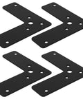 Tough As Nails 4 Piece Black L Shaped Stainless Steel Corner Brackets 2mm Thick Flat Angle Braces for Furniture and Wall Shelves