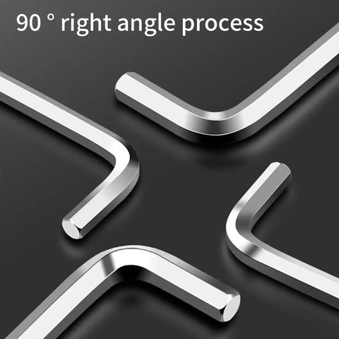 Solid 9 Piece Hex Key Tool Set With Tough Coating For Heavy Duty Jobs And Quick Fixes At Home Or Shop Perfect For Pros Who Need Durable Allen Wrenches That Last Longer Than The Rest, 90° bent steel hex keys