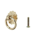 Brass Ring Pull Handles Set Of 12 For Cabinets And Drawers Antique Style Knobs Closet Cupboard Door Decor Hardware With Durable Plated Finish