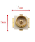 Top view of 4 Pack IPEX IPX UFL SMD Coax RF Connector Solder Socket For PCB Mount Female Antenna Block, 3mm square dimensions