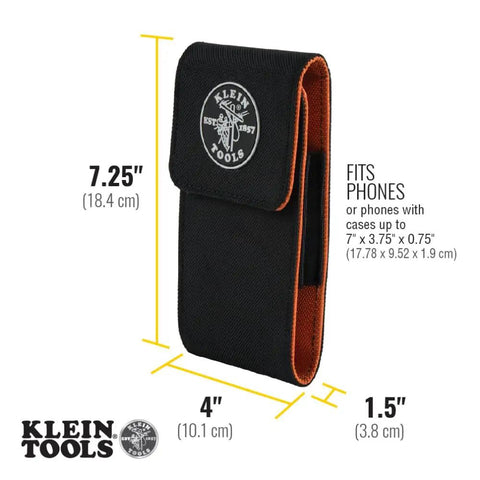 XX Large Phone Holder With Magnetic Closure And Belt Clip, black ballistic weave, dimensions 7.25 x 4 x 1.5 inches
